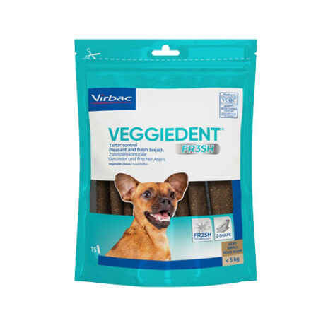 VeggieDent kauwstrips hond (< 5kg) 15 stuks