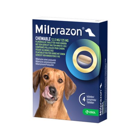 Milprazon Chewable 12,5 mg / 125 mg - Grote Hond - 4 tabletten