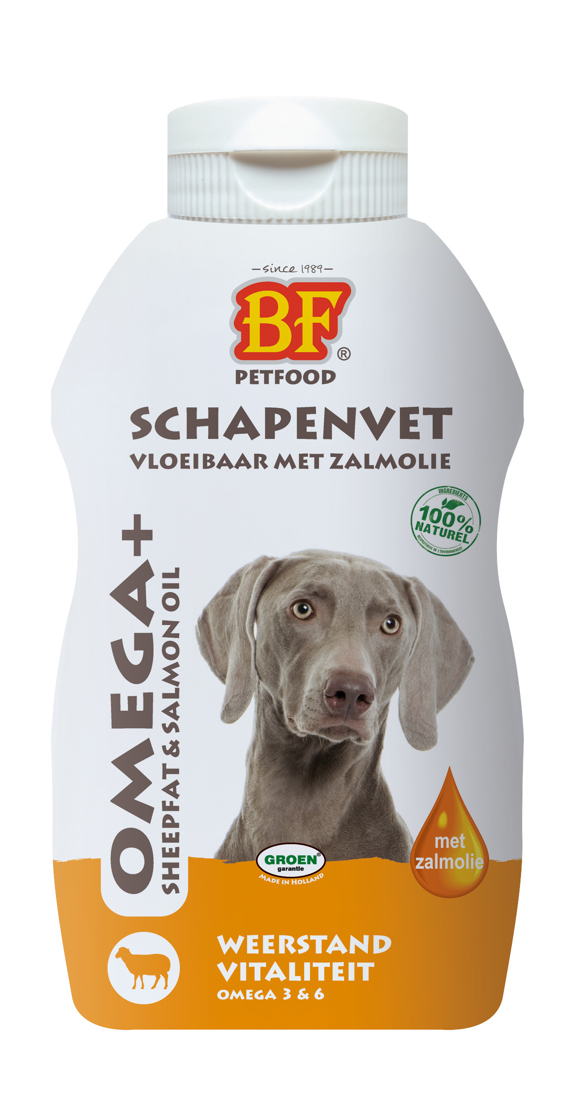 BF Petfood vloeibaar schapenvet met zalmolie hond gewrichten