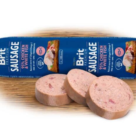 Brit Premium Meat Sausage Kip & Witvis - 12 x 800 gram