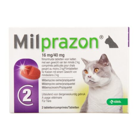 Milprazon Grote Kat -16 mg / 40 mg (2 tabletten)