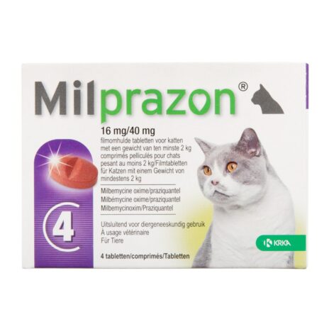 Milprazon Grote Kat -16 mg / 40 mg (4 tabletten)